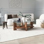 Hanah Home Babylon Mesa de centro de cristal templado y madera